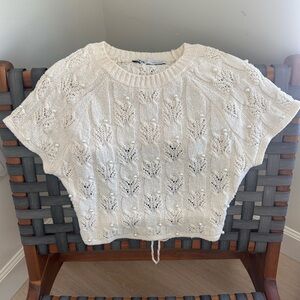 Zara White Knit mini Sweater with Pearls